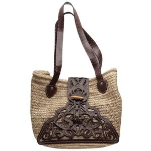 Brown Straw Coastal Granny Summer Boho Hobo Bag